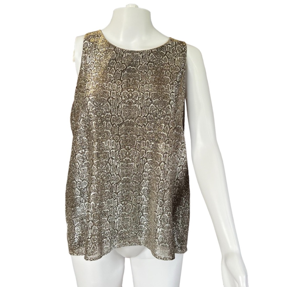 Collective Concepts - Womens Sleeveless Animal Print Metallic Blouse Sz MD